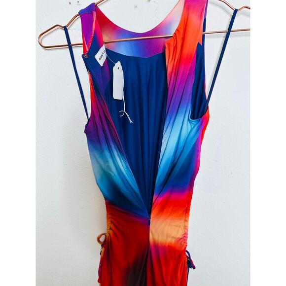 REBECCA VALLANCE Red White Side Waist Cutouts  Del Prado Midi Dress size 8 - Picture 15 of 16